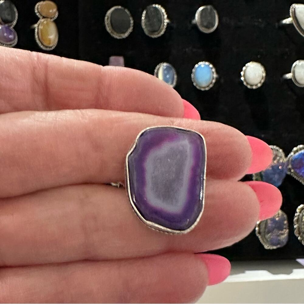 💕 Natural Sugar Druzy Adjustable Ring, Ethnic Handmade